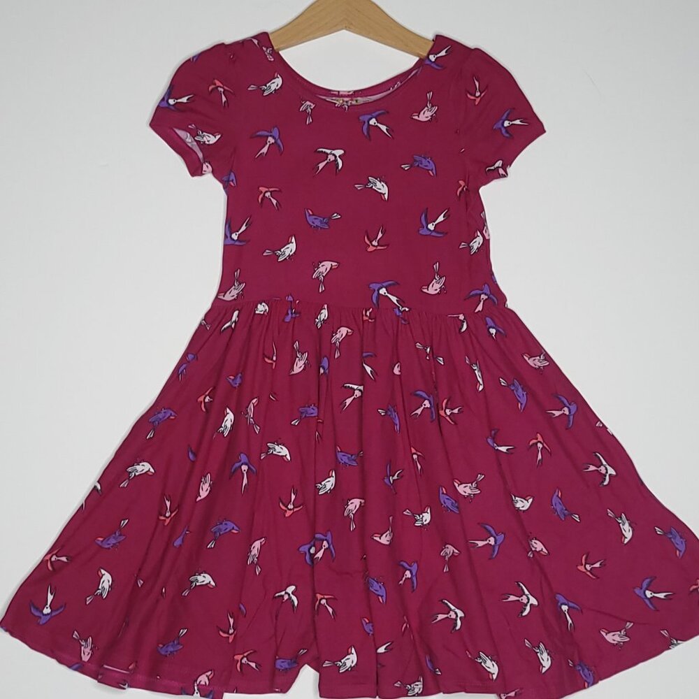 DotDotSmile Size 3/4 Cap Sleeve Dress - NWT Maroon with birds print